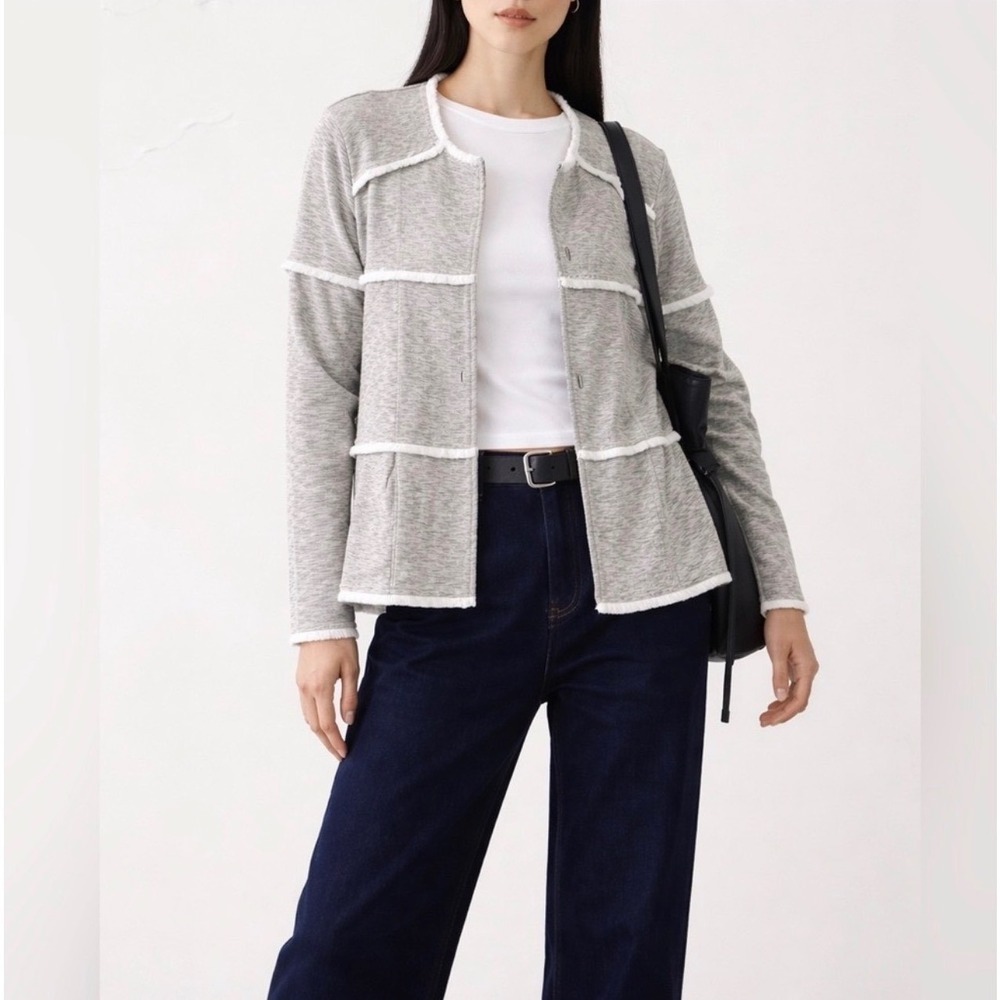 Doe & Rae Gray Long Sleeve Cardigan Blazer Jacket